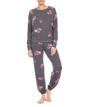 Honeydew Star Seeker Printed Pajama Set In Black Roses