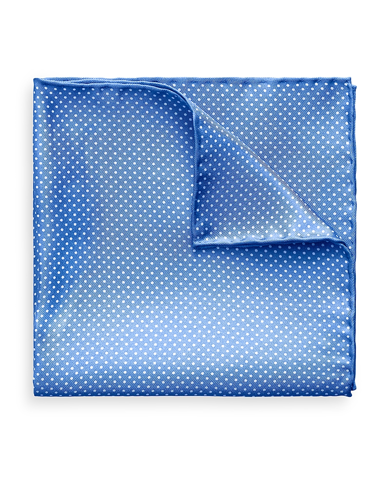 Eton Polka Dot Silk Pocket Square In Blue