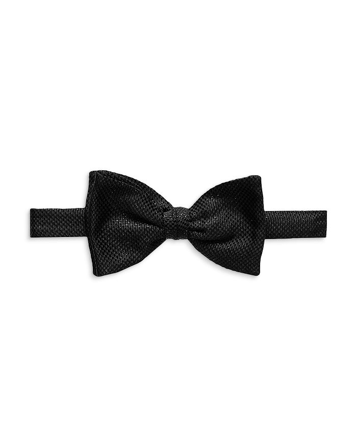 Shop Eton Metallic Silk Pre-tied Bow Tie In Black