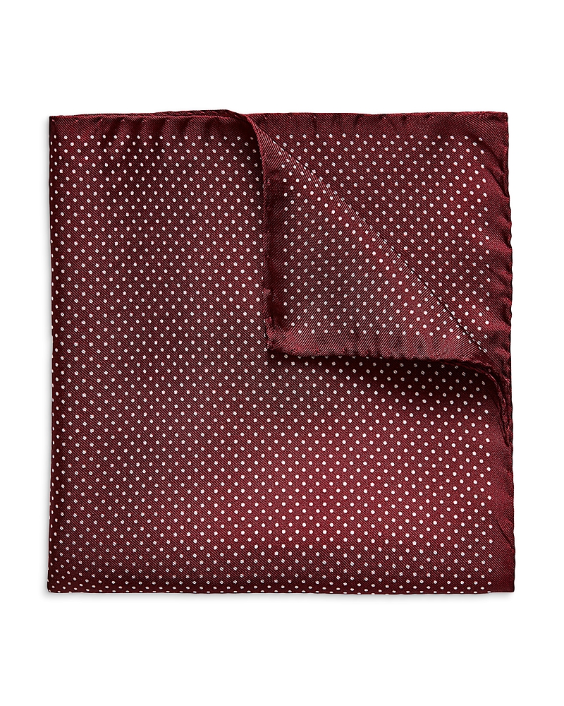 Eton Polka Dot Silk Pocket Square In Red