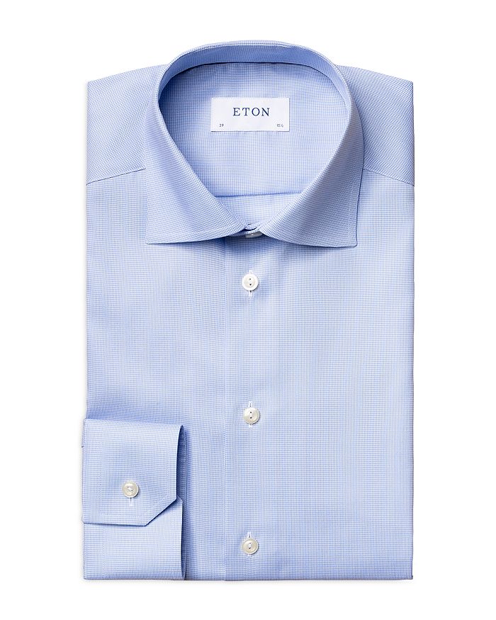 Shop Eton Contemporary Fit Houndstooth Shirt In Blue