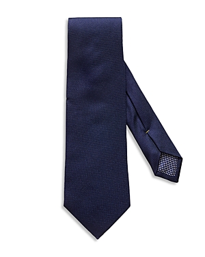 Shop Eton Solid Textured Silk Classic Tie In Blue
