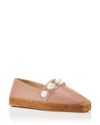 Jimmy Choo Women's Dru Square Toe Stud & Imitation Pearl Embellished  Espadrille Flats | Bloomingdale's