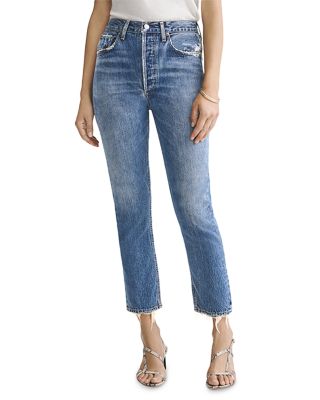 Riley High Rise Cropped Straight Jeans in Frequency