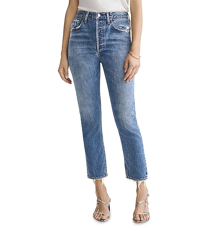 AGOLDE Riley Straight Cropped Jeans in Frequency | Bloomingdale's