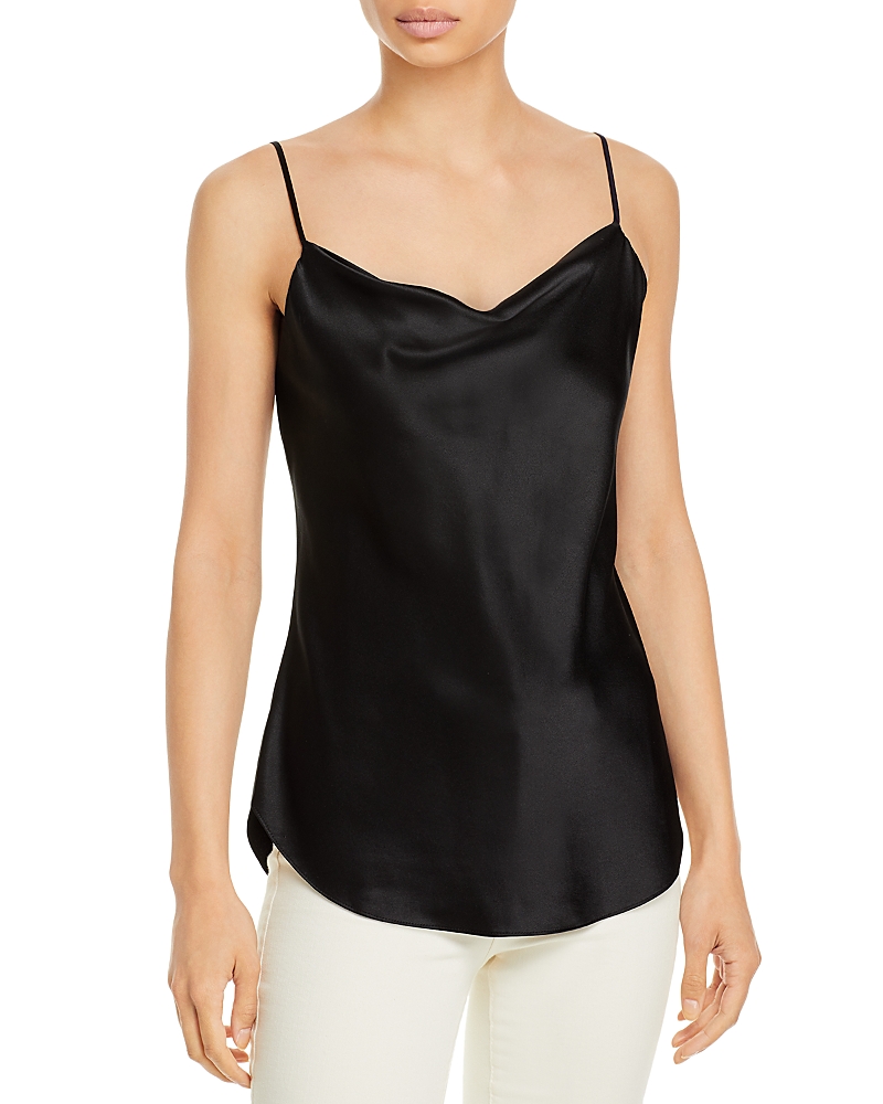 Shop Cinq À Sept Marta Cowl-neck Silk Cami In Black