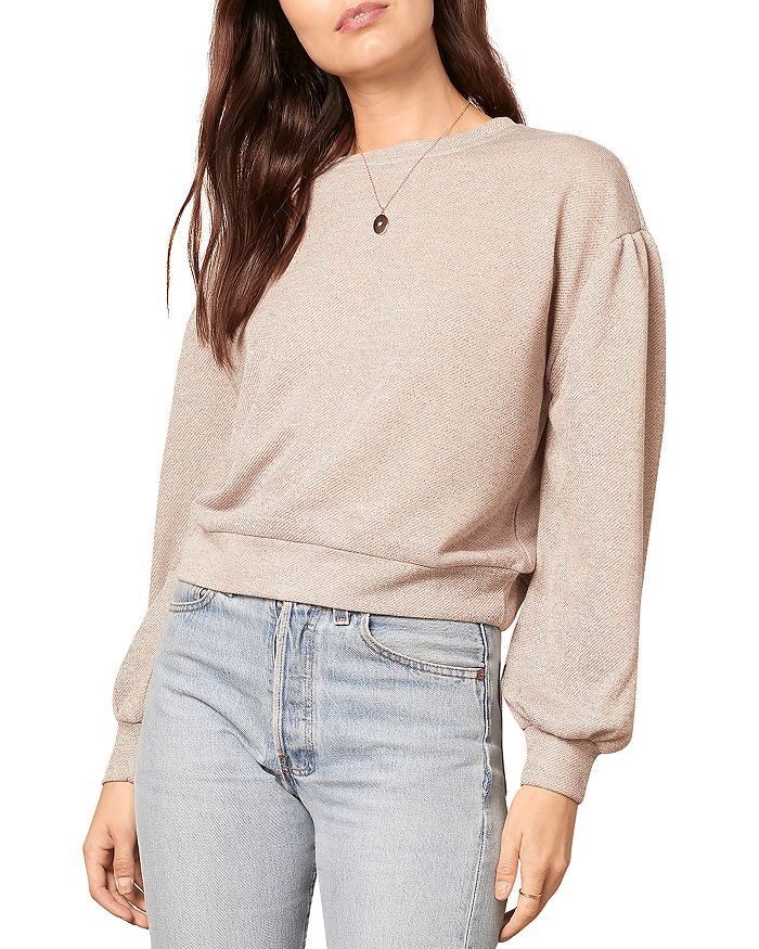 Cupcakes And Cashmere Heidi Metallic French Terry Sweatshirt In Light Heather
