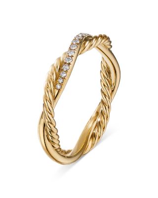 18K Yellow Gold Petite Infinity Twisted Ring with Diamonds