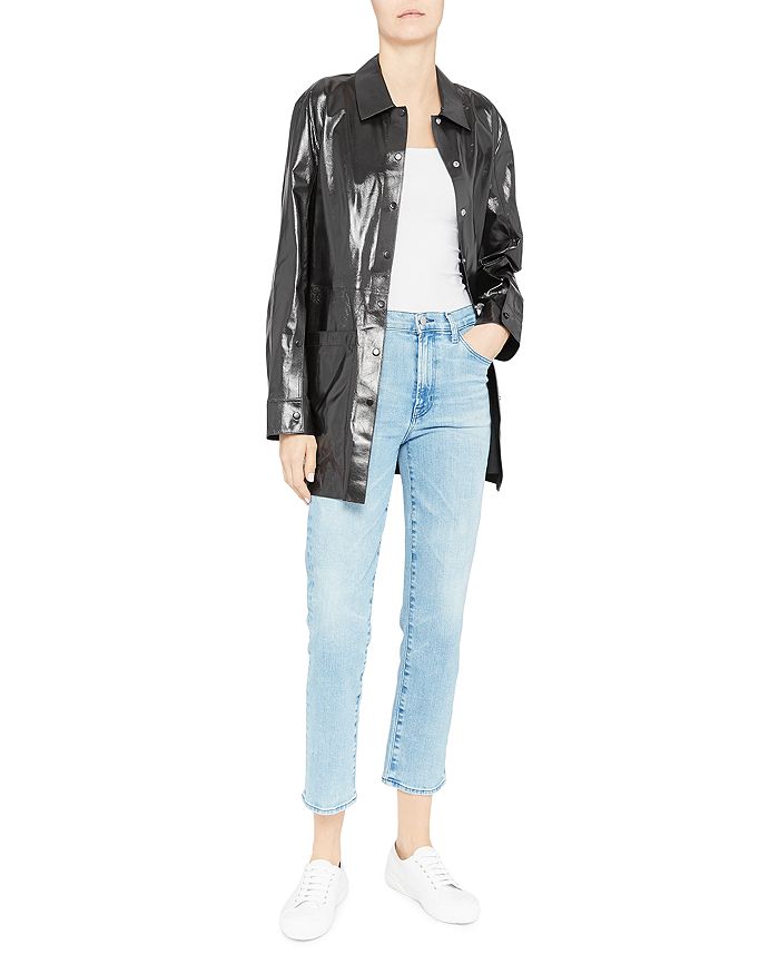 P.paper Faux Leather Shirt Jacket In Black