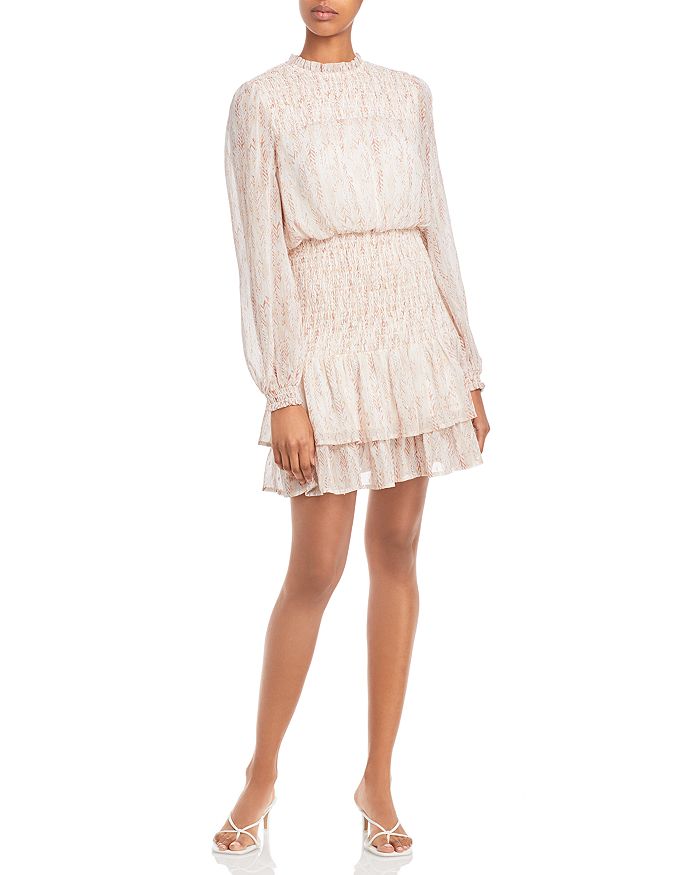 Aqua Dot Long Sleeve Smocked Mini Dress - 100% Exclusive In Ivory | ModeSens