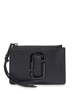 Marc Jacobs Top Zip Leather Card Case In Black/black
