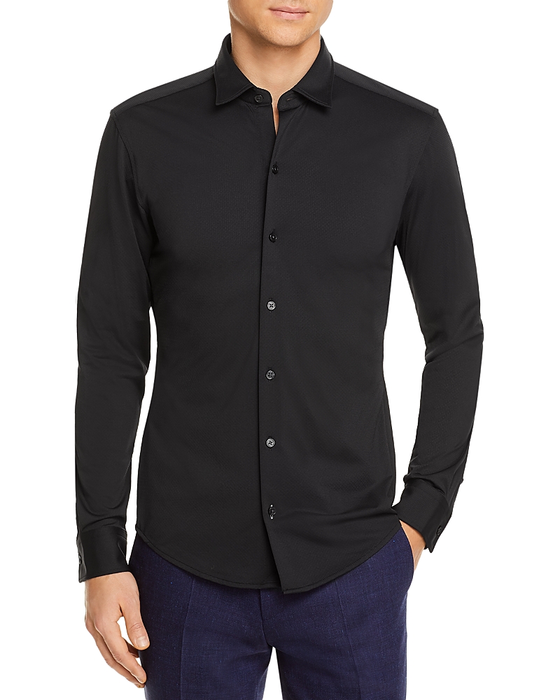 Hugo Boss Robbie Regular Fit Button-up Performance Shirt In Black