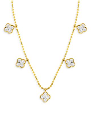 Bloomingdale's Fine Collection - Diamond Clover Station Necklace in 14K Yellow Gold, 1.0 ct. t.w. - Exclusive