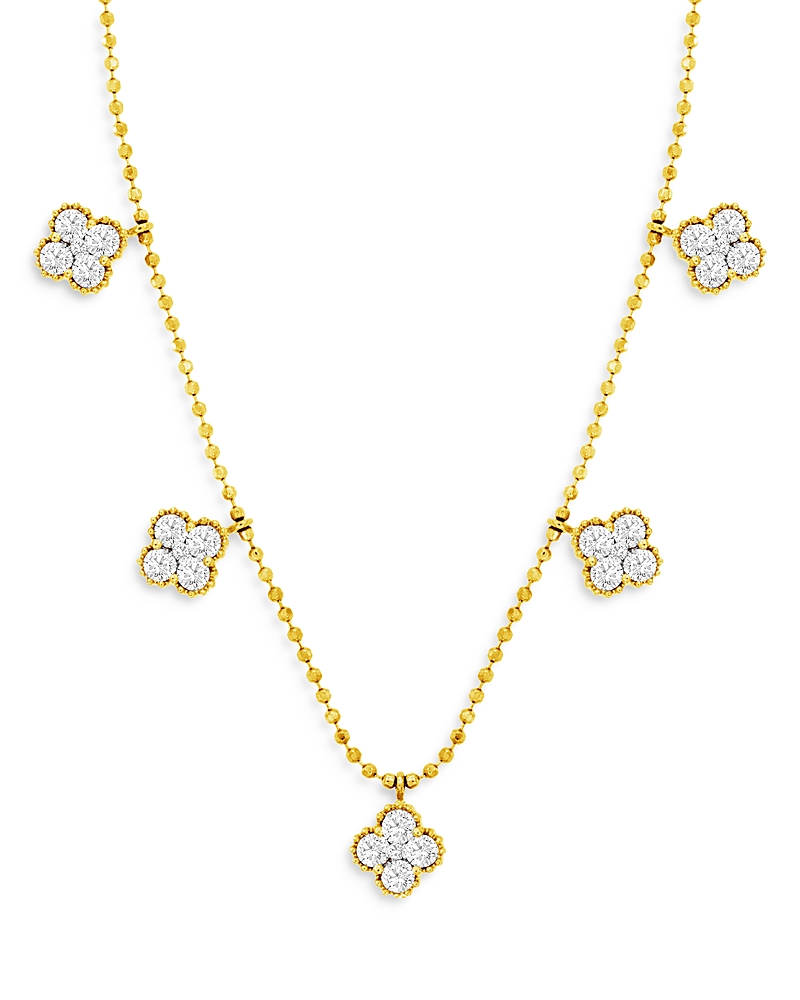 Bloomingdale's Fine Collection Diamond Clover Station Necklace in 14K Yellow Gold, 1.0 tcw