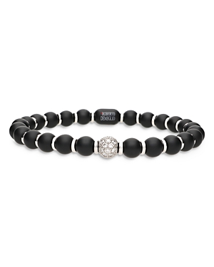 Roberto Demeglio 18k White Gold & Ceramic Stretch Bracelet With Diamonds In Matte Black/white