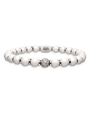 18K White Gold & Ceramic Stretch Bracelet with Diamonds