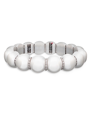 Roberto Demeglio Dama Ceramic Beaded Stretch Bracelet With White Diamonds In White