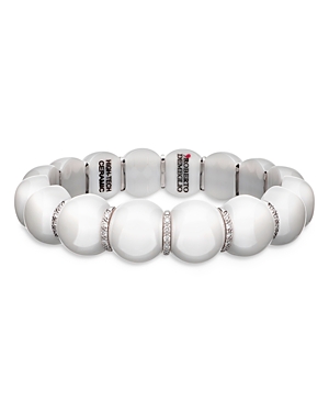 ROBERTO DEMEGLIO 18K WHITE GOLD & CERAMIC STRETCH BRACELET WITH DIAMONDS,9D4PBB5DB