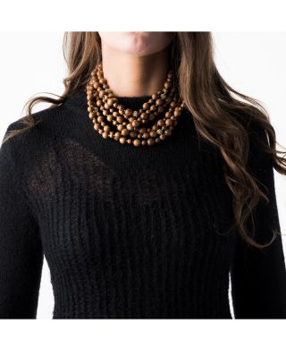 Earth Goddess Triple Strand Bead Necklace, 36"