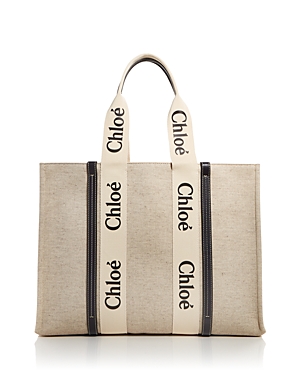 Shop Chloé Woody Large Tote In White/blue