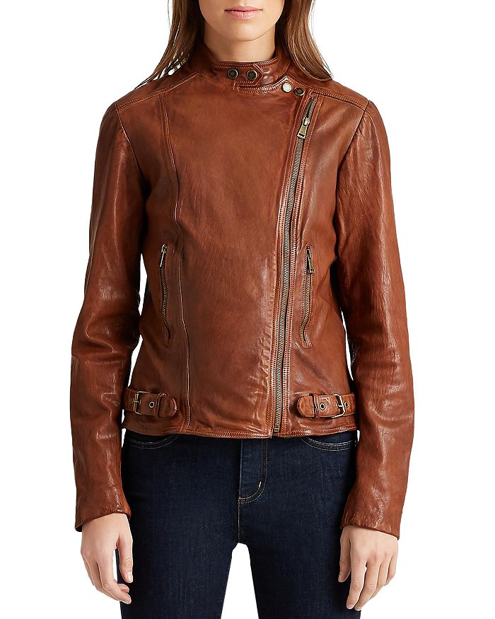 Ralph lauren women's leather moto jacket clearance