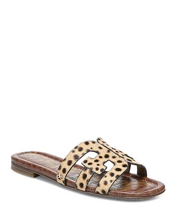 Sam Edelman Women's Bay Leopard Print Calf Hair Slide Sandals ...