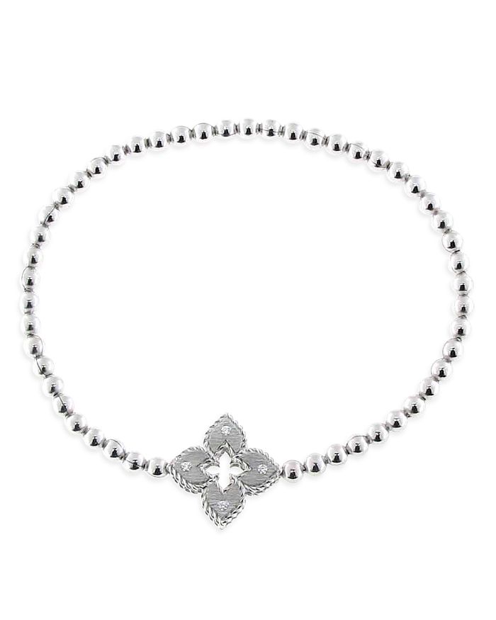 Roberto Coin 18k White Gold Venetian Princess Diamond Stretch Bracelet In White