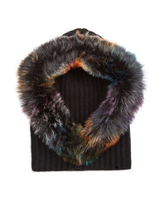 Jocelyn - Faux Fur Trim Knit Hood