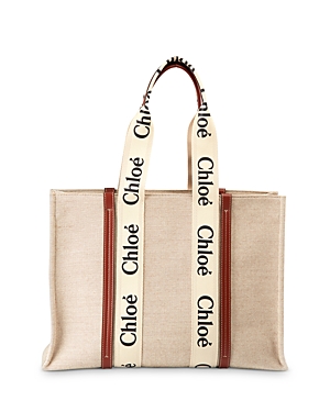 Shop Chloé Woody Large Tote In White/brown