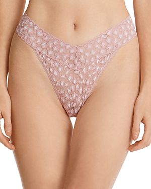 Shop Hanky Panky Cross-dye Leopard Original-rise Thong In Dessert Rose/ White