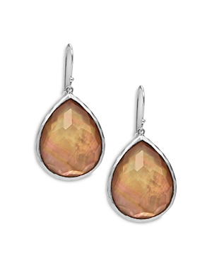 IPPOLITA STERLING SILVER ROCK CANDY LARGE TEARDROP EARRINGS IN BROWN SHELL DOUBLET,SE119DFBRL