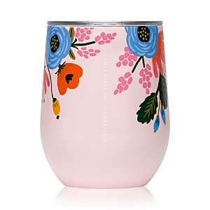 Corkcicle Lively Floral Stemless Wine Cup In Black