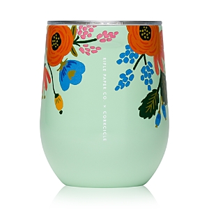Corkcicle Lively Floral Stemless Wine Cup In Blue