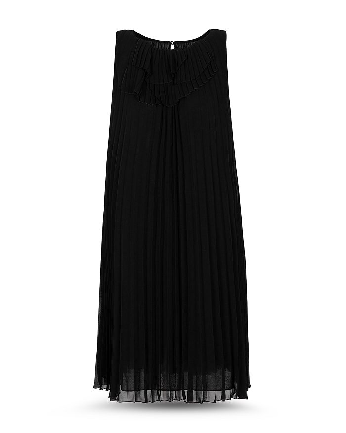 Armani Collezioni Emporio Armani Pleated Dress In Solid Black
