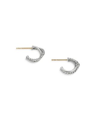 Sterling Silver & Diamond Petite X Mini Hoop Earrings