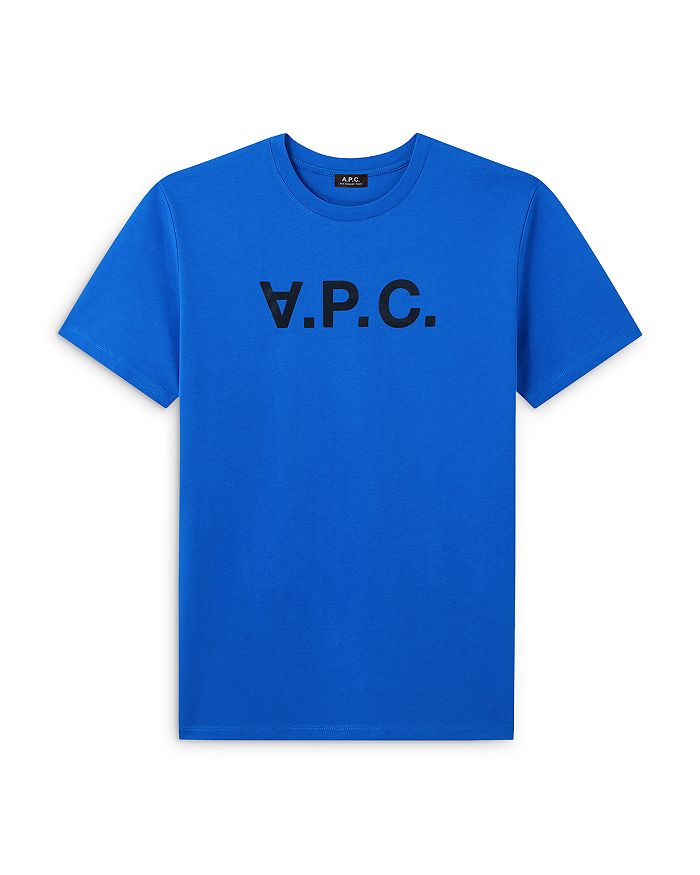 Apc Men's Tonal  Typographic Tee In Royal Blue