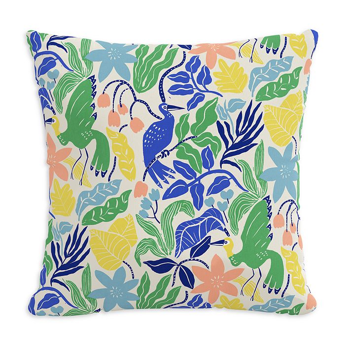 Sparrow & Wren Outdoor Pillow In Seychelles Palm, 18 X 18 In Seychelles Palm Lime