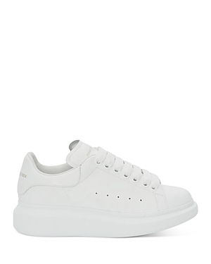 Shop Alexander Mcqueen Men's Oversized Leather Heel Detail Sneakers In White