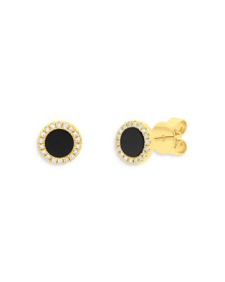 Moon & Meadow - 14K Yellow Gold Black Onyx Stud Earrings - Exclusive