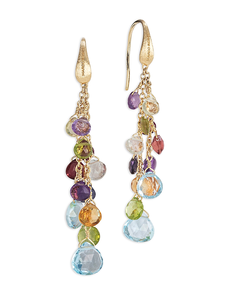 Marco Bicego Paradise 18k Yellow Gold Semiprecious Stones Multistrand Earrings In Multi