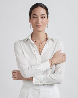 18K Yellow Gold Paradise Diamond and Mixed Gemstone Lariat Necklace, 17"