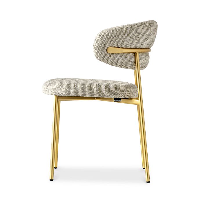 Shop Calligaris Oleandro Dining Chair In Painted Brass/boucle Hemp