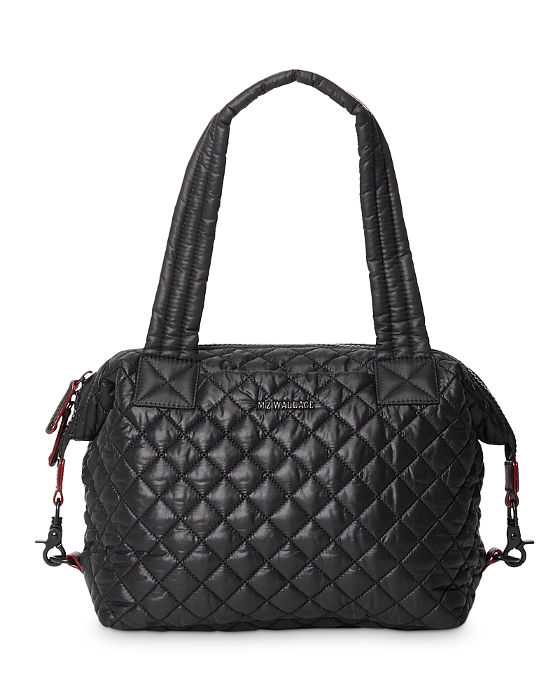 Mz Wallace 'medium Sutton' Quilted Oxford Nylon Shoulder Tote In Black