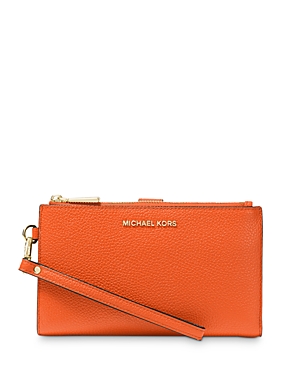 Michael Michael Kors Adele Double Zip Leather Iphone 7 Plus Wristlet In Clementine