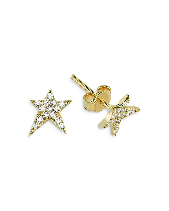 Own Your Story 14k Yellow Gold Cosmos Diamond Rockstar Stud Earrings In White/gold