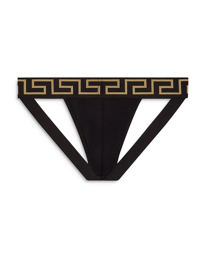 Shop Versace Logo Jock Strap In Black