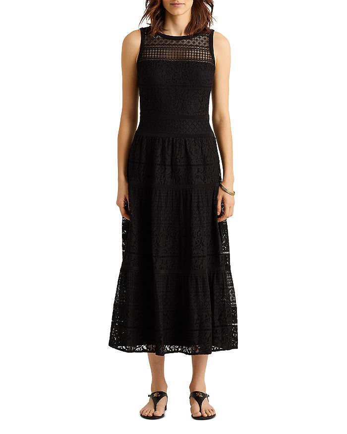 Ralph Lauren Lauren  Lace Fit And Flare Maxi Dress - 100% Exclusive In Black
