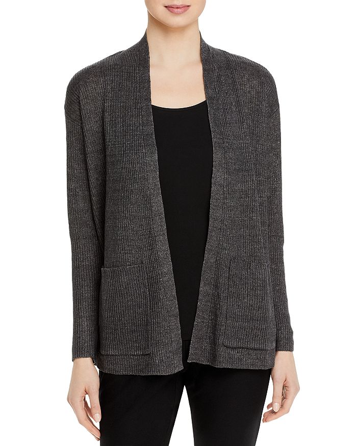 Eileen Fisher High Collar Ribbed Cardigan | Bloomingdale's