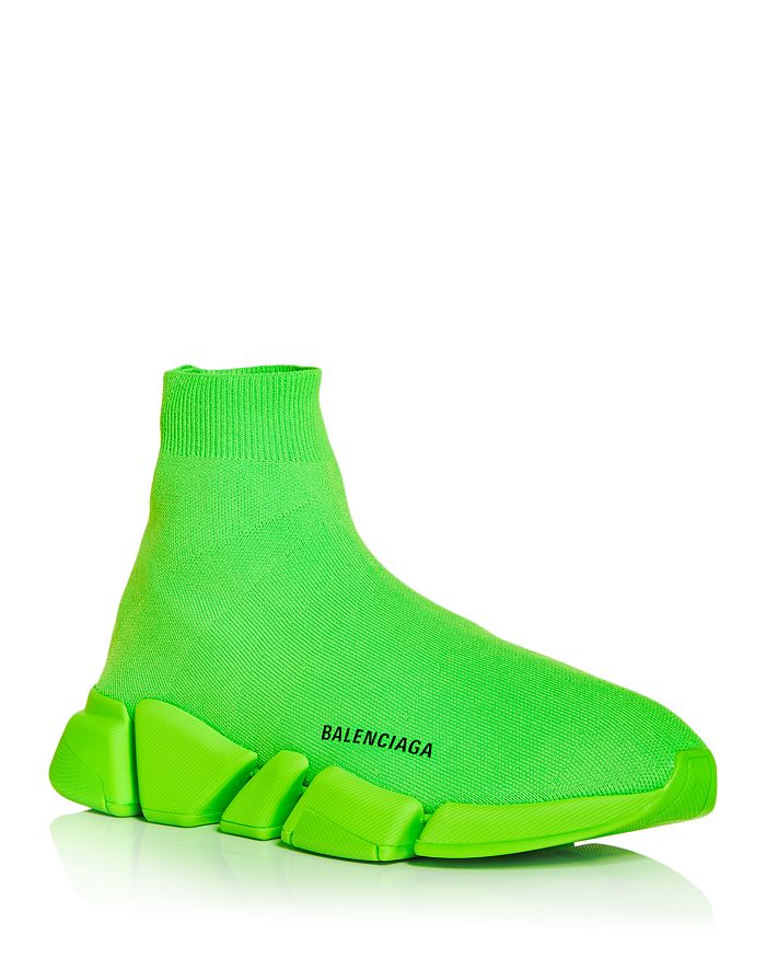 Balenciaga Speed 2.0 Green Stretch-knit Sneakers In | ModeSens