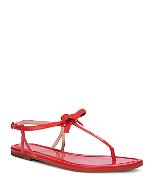 Kate Spade Piazza Bow T-strap Flat Sandals In Coral Rose